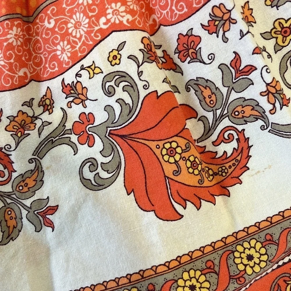 Janie and jack vintage Orange scarf print floral smocked cap sleeve dress